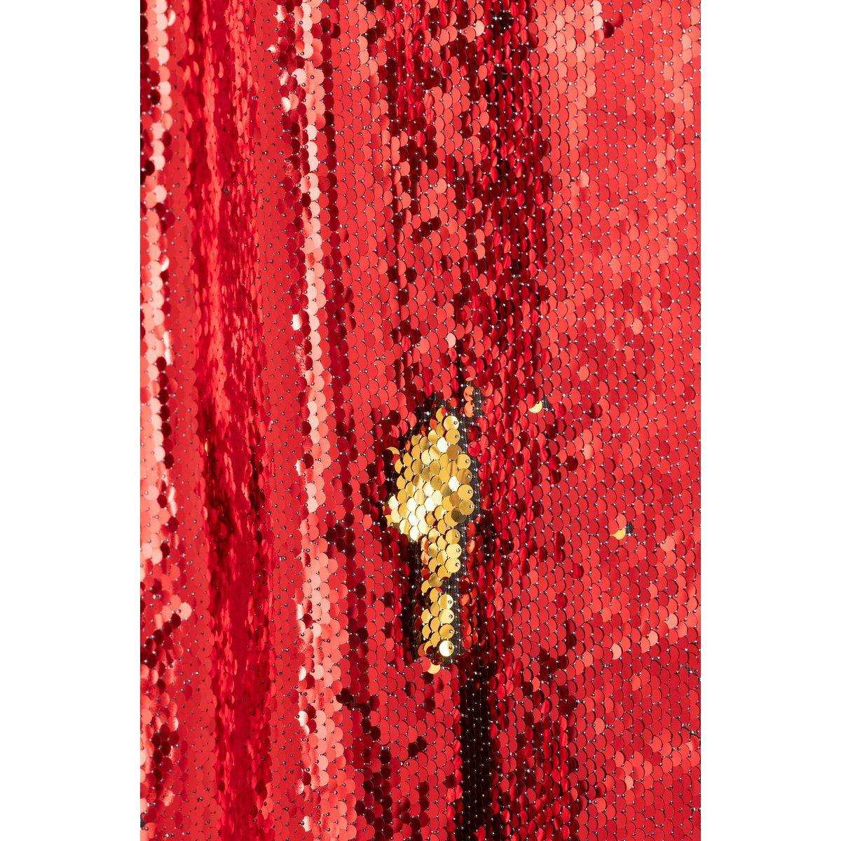 J-Line Vorhang mit wendbaren Pailletten, Rot/Gold - HomeDesign Knaus