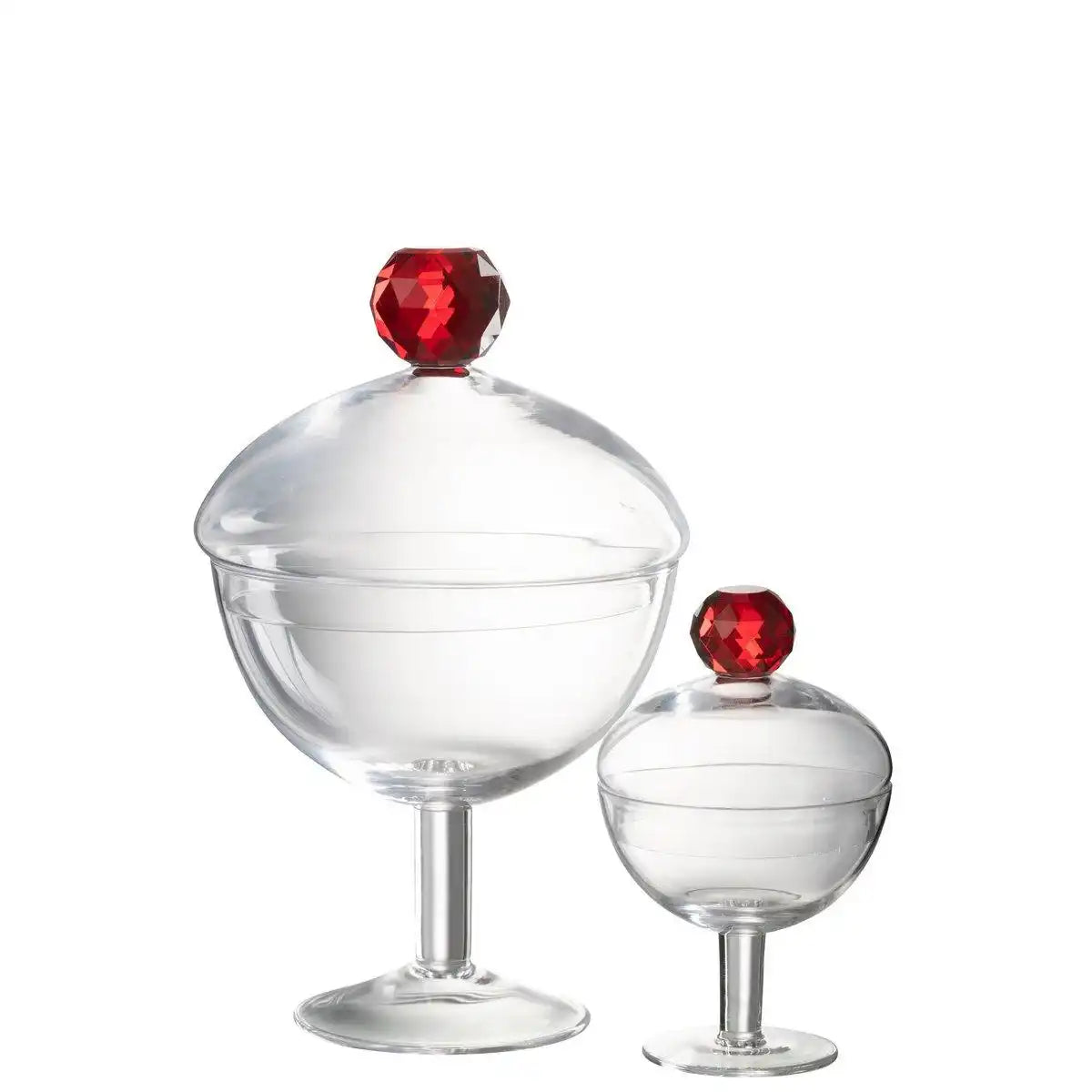 J-Line Vorratsdose Diamond Crystal Transparent/Rotes Glas Groß - HomeDesign Knaus