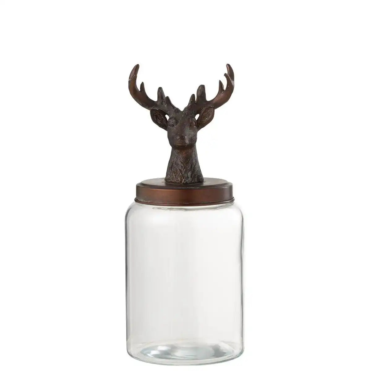 J-Line Vorratsdose Hirsch Glas/Harz Transparent/Kupfer Groß - HomeDesign Knaus