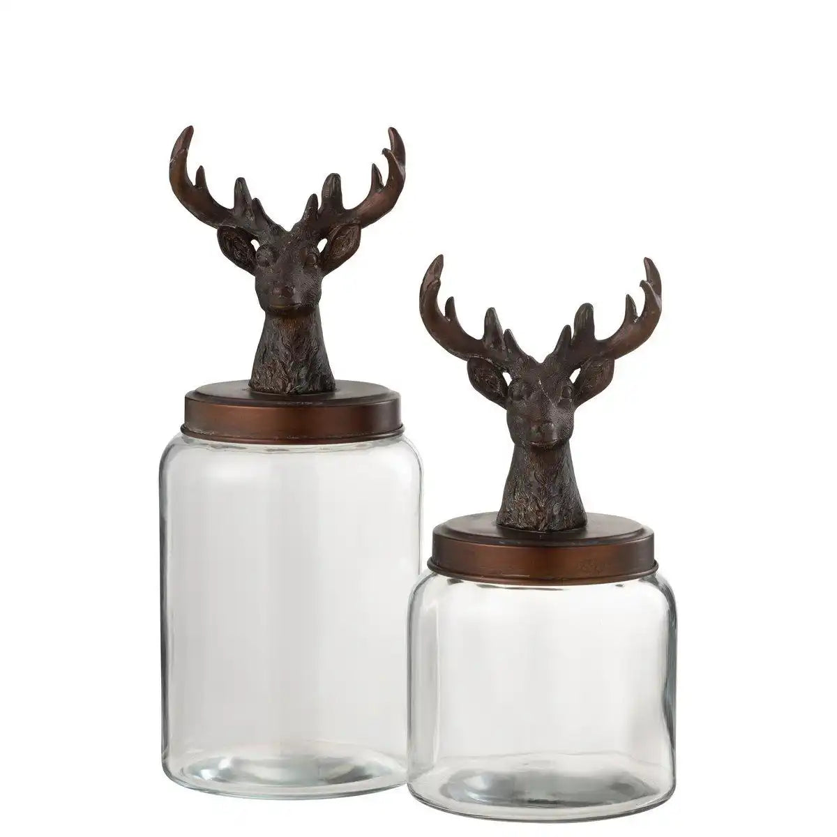 J-Line Vorratsdose Hirsch Glas/Harz Transparent/Kupfer Groß - HomeDesign Knaus