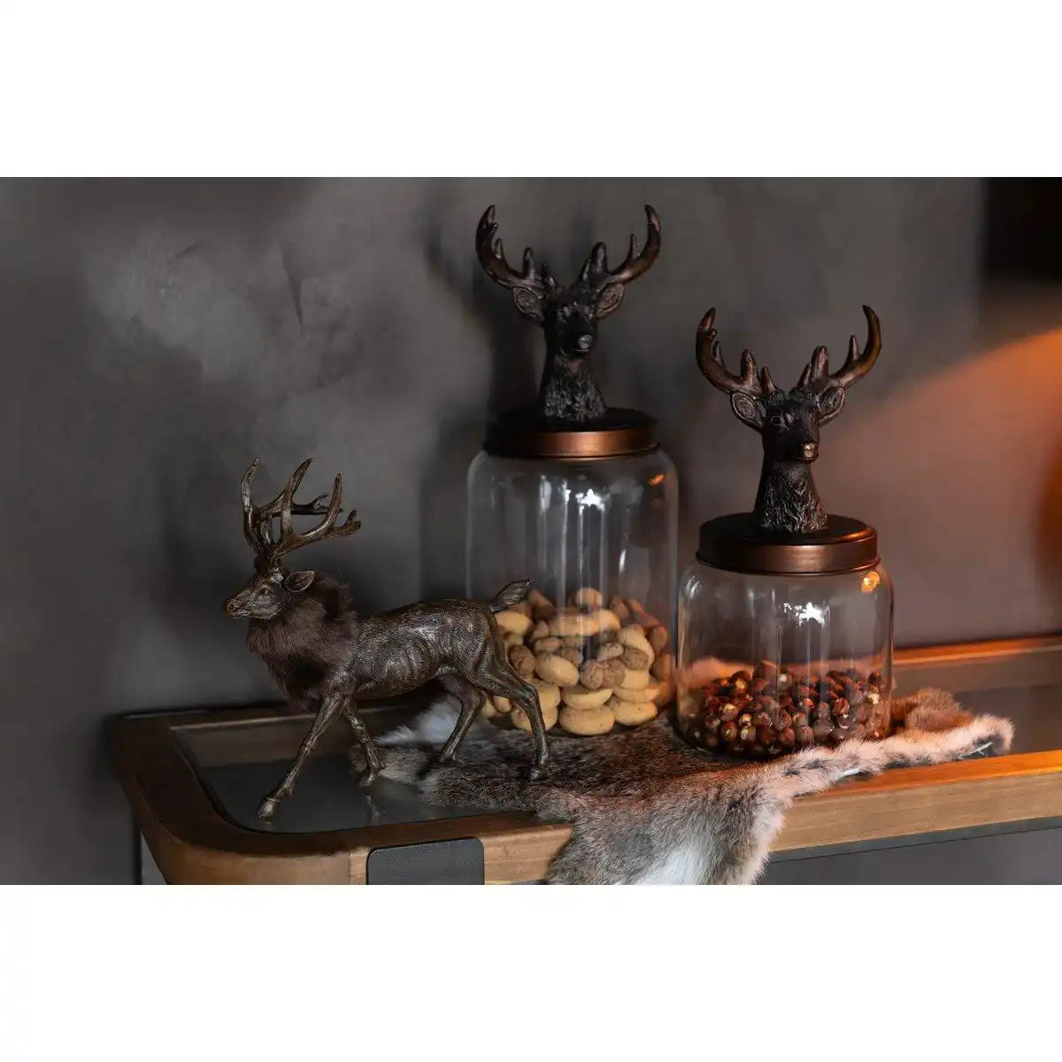 J-Line Vorratsglas Deer Glas/Harz Transparent/Kupfer Klein - HomeDesign Knaus
