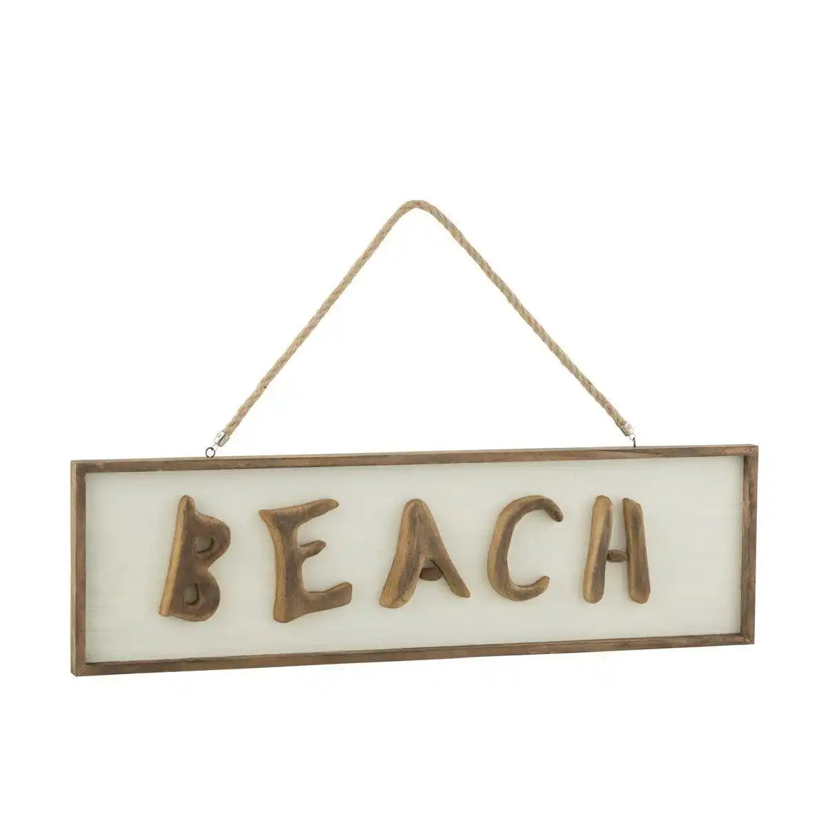 J-Line Wanddekoration Beach Plate Paulownia – Holz – Weiß/Natur - HomeDesign Knaus