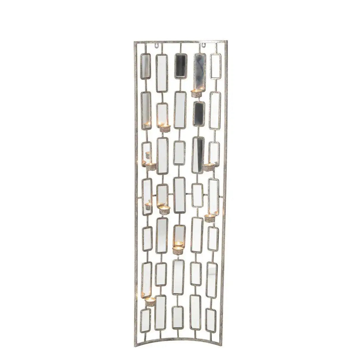J-Line Wanddekoration Teelichthalter – Metall/Spiegel – Grau – groß - HomeDesign Knaus
