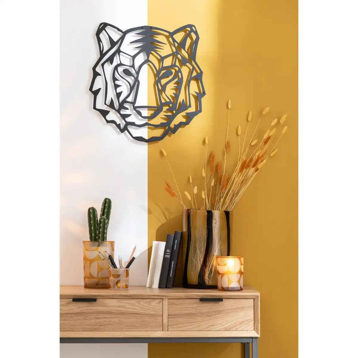 J-Line Wanddekoration Tiger – Metall – Schwarz - HomeDesign Knaus