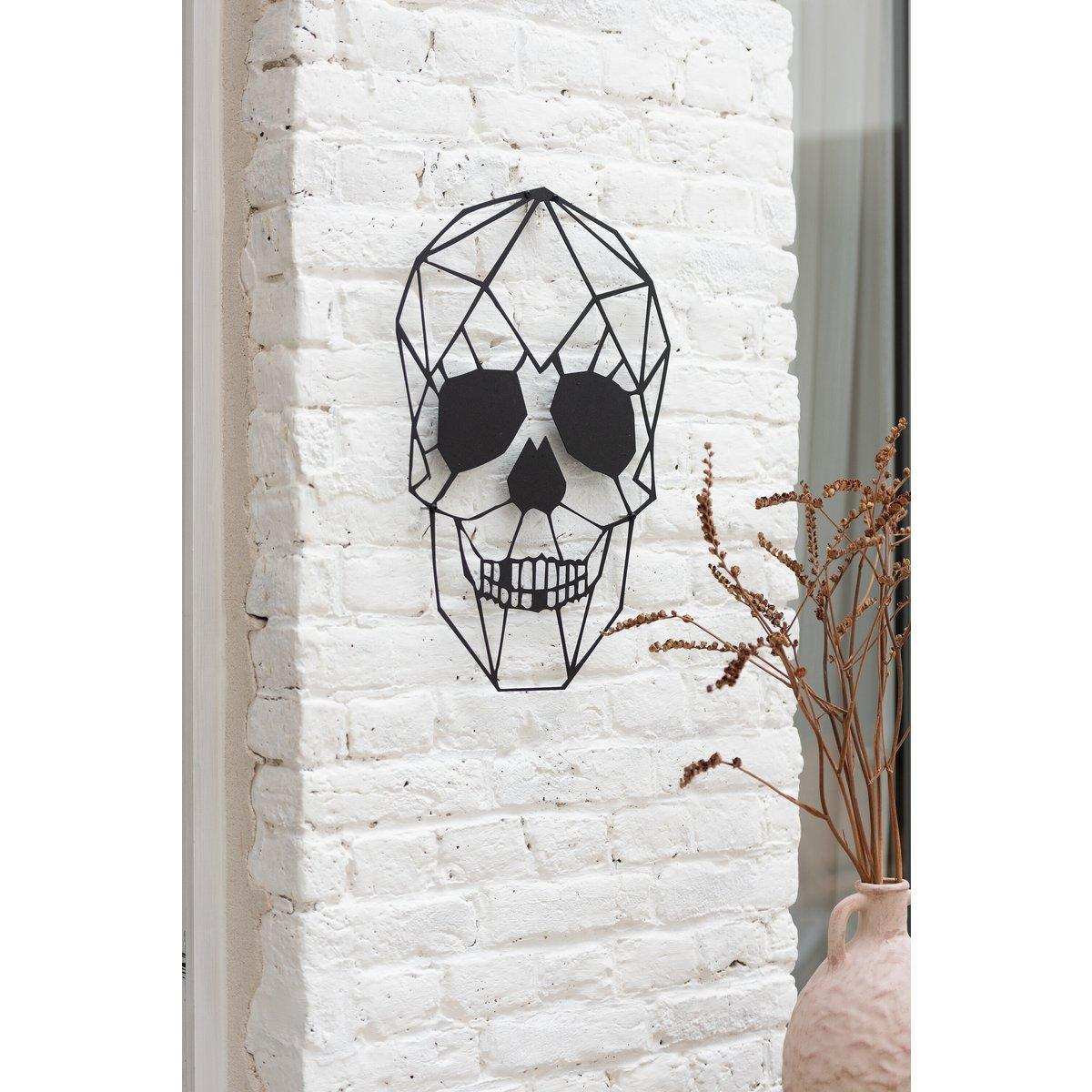 J-Line Wanddekoration Totenkopf – Metall – Schwarz - HomeDesign Knaus