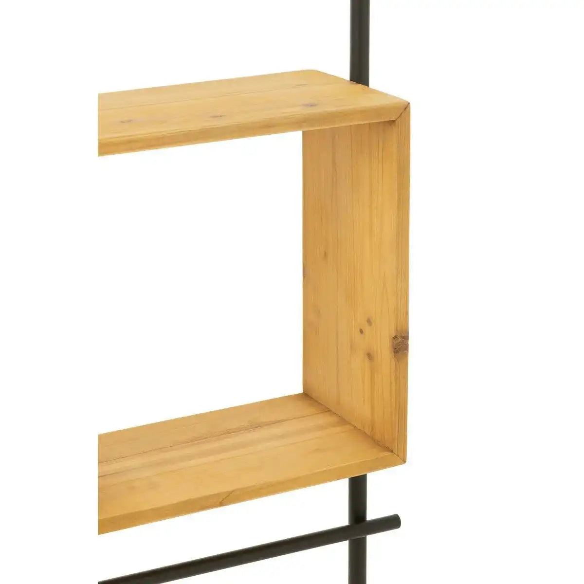 J-Line Wandregal mit Spiegel Tina Holz/Eisen Schwarz/Natur - HomeDesign Knaus