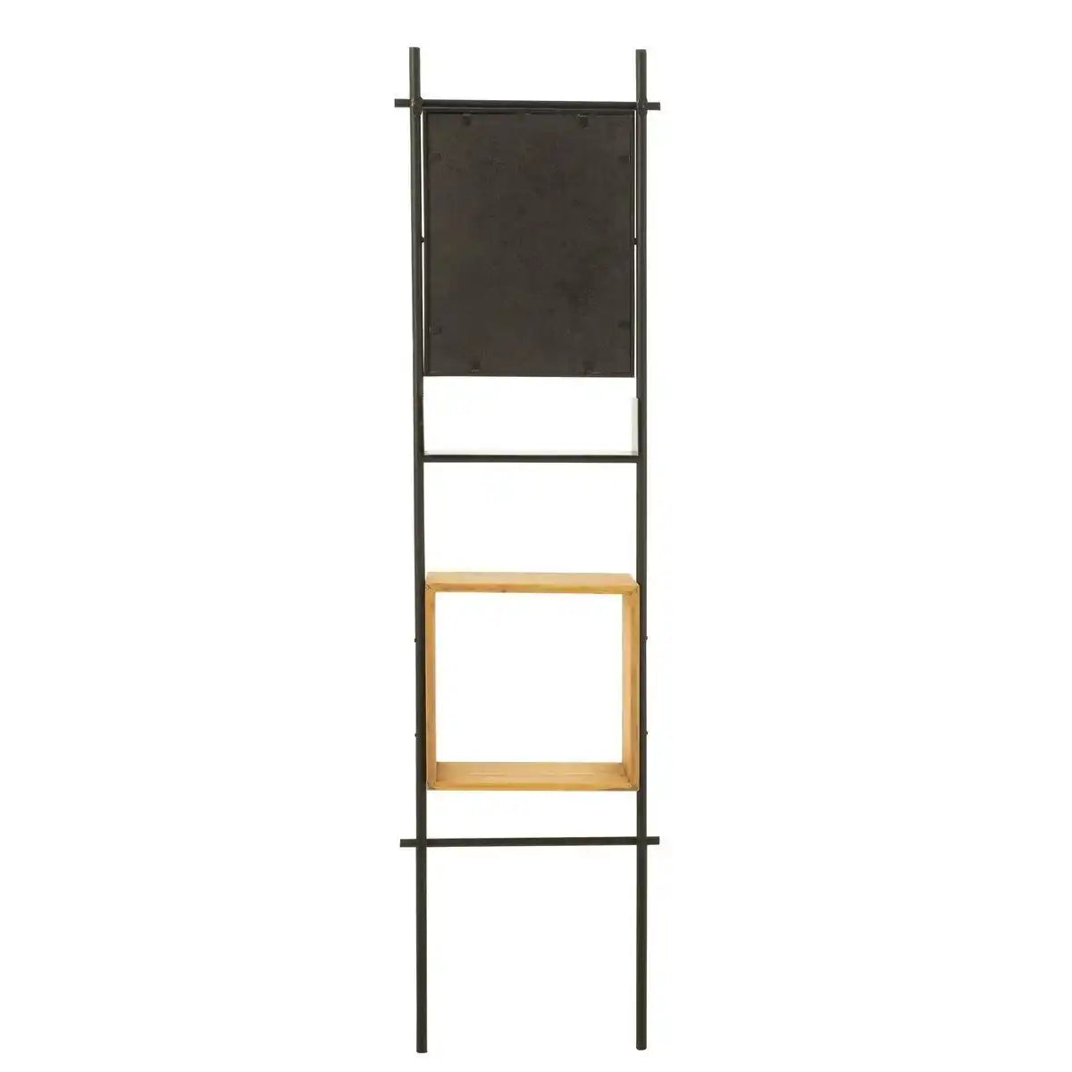 J-Line Wandregal mit Spiegel Tina Holz/Eisen Schwarz/Natur - HomeDesign Knaus