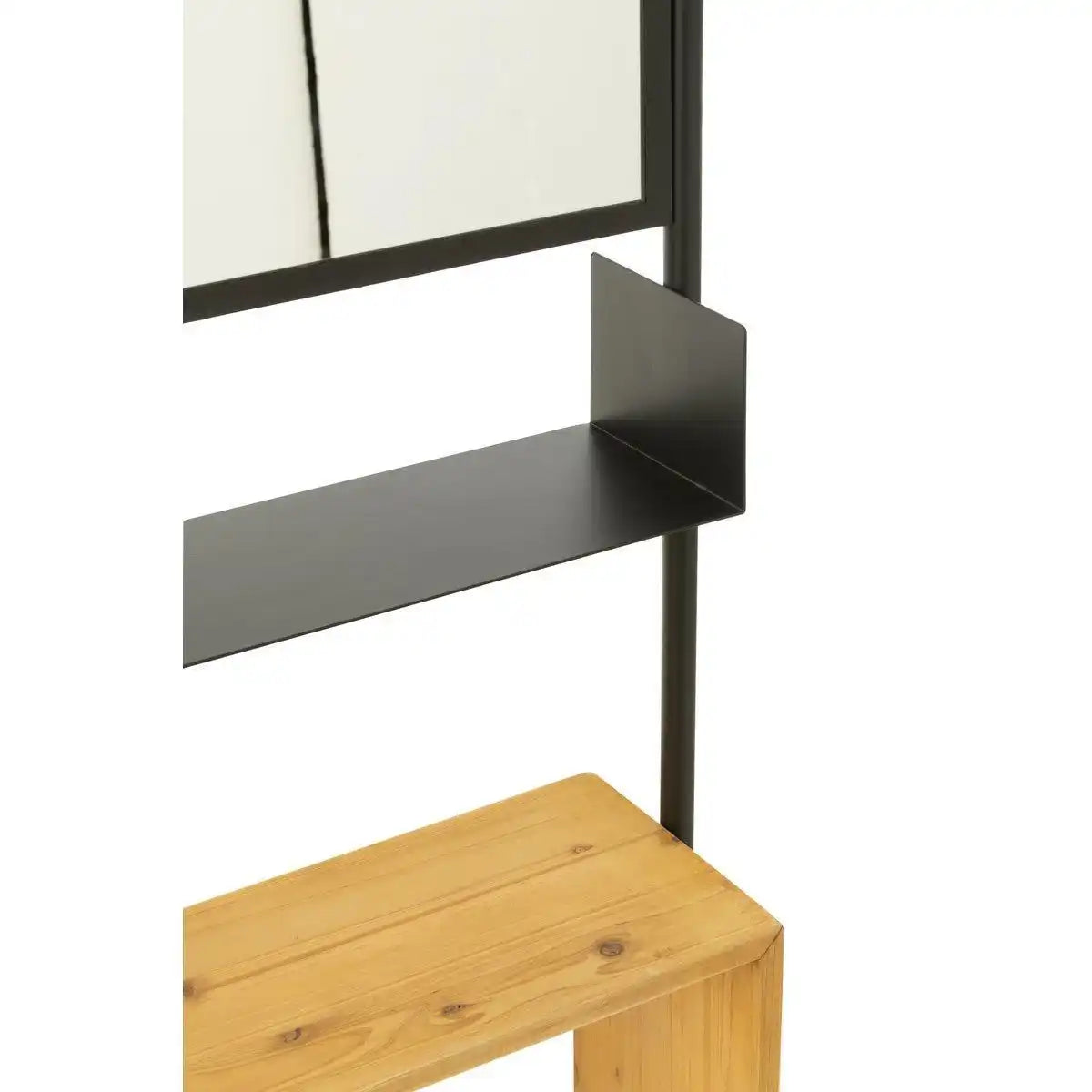 J-Line Wandregal mit Spiegel Tina Holz/Eisen Schwarz/Natur - HomeDesign Knaus