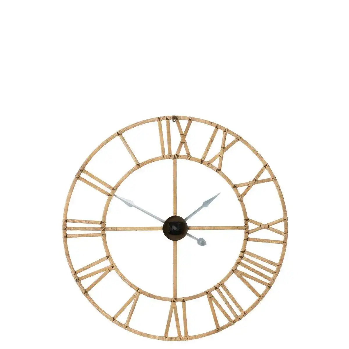 J-Line Wanduhr Roman - Rattan/Metall - Natur - Groß - Ø 100 cm - HomeDesign Knaus