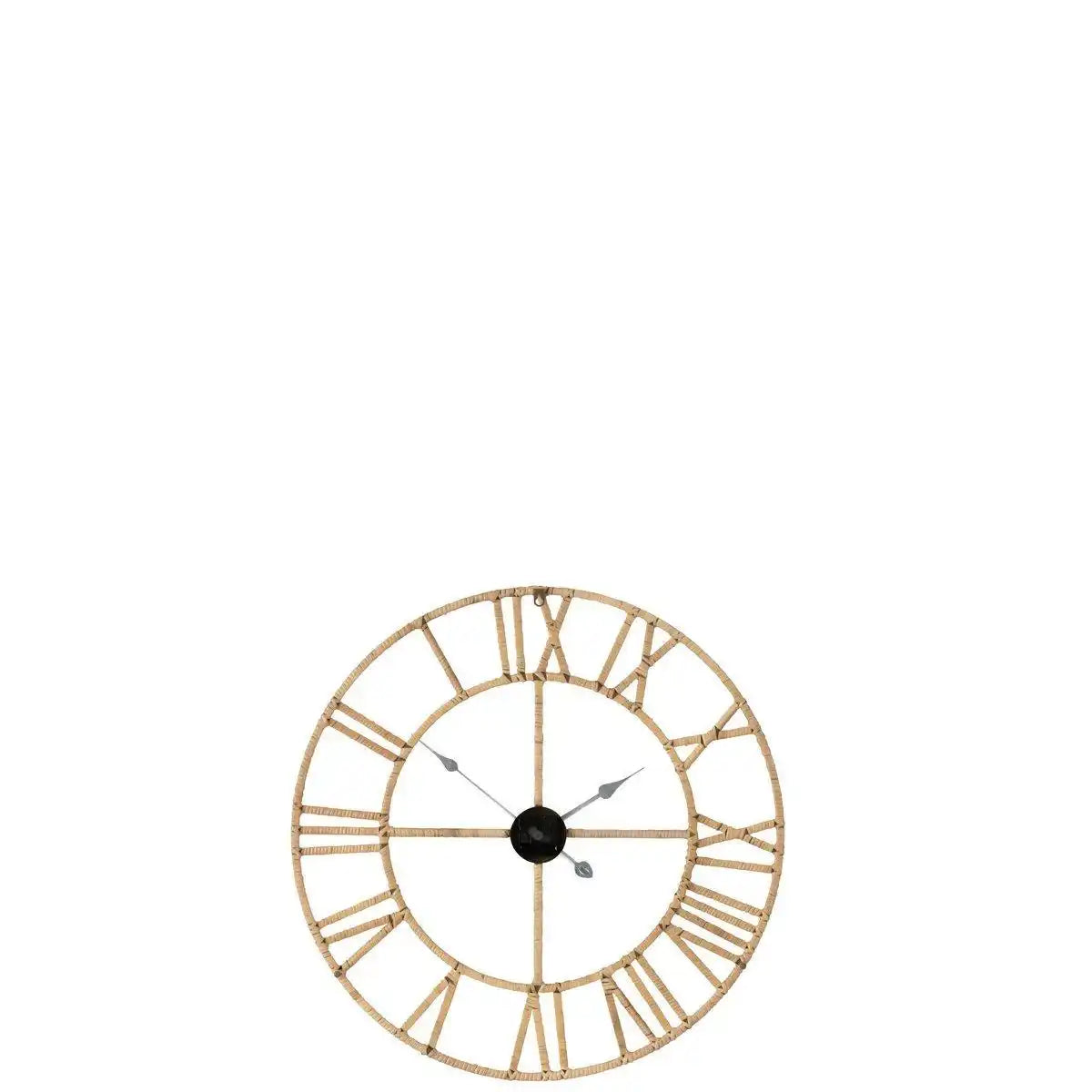 J-Line Wanduhr Roman - Rattan/Metall - Natur - klein - HomeDesign Knaus