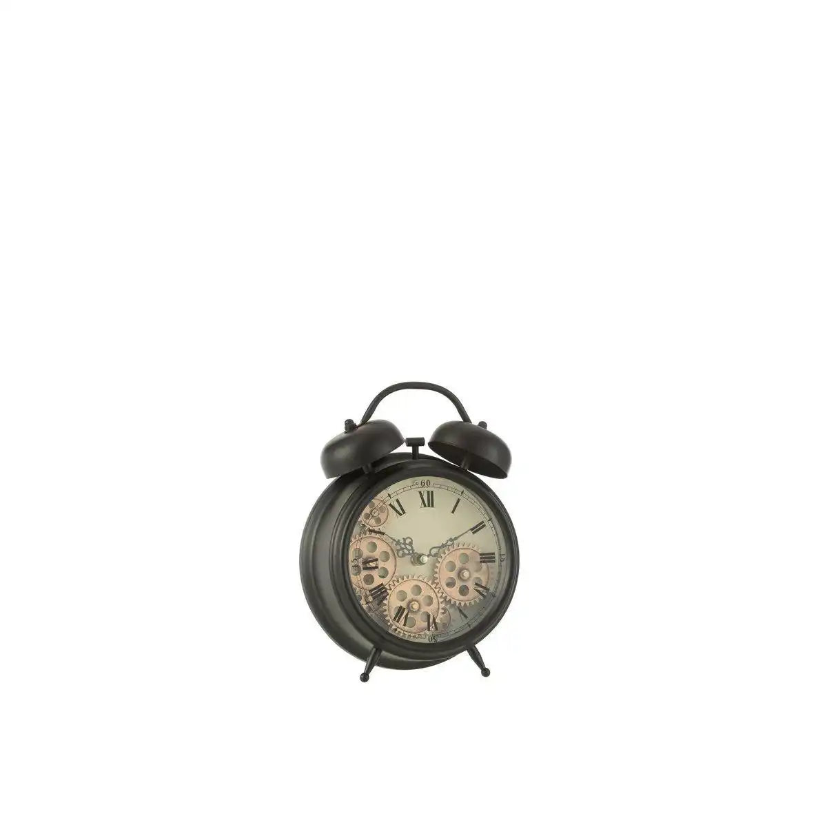 J-Line Wecker mit römischen Ziffern – Metall – Schwarz – S – Ø 26 cm - HomeDesign Knaus