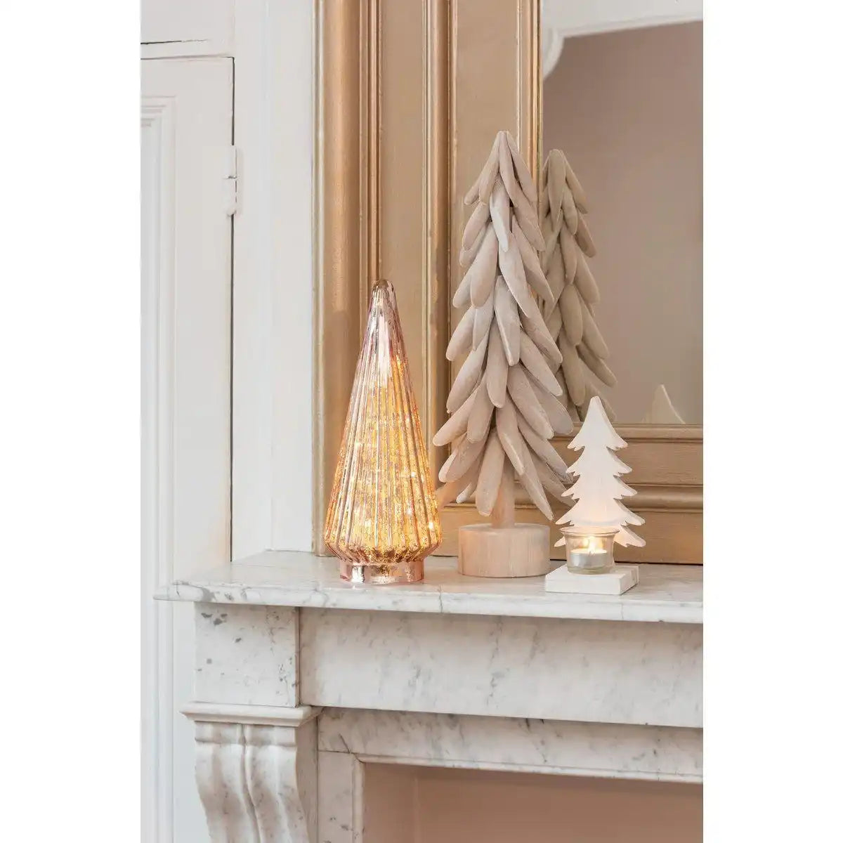 J-Line Weihnachtsbaum-Kerzenhalter – Holz/Weiß - HomeDesign Knaus