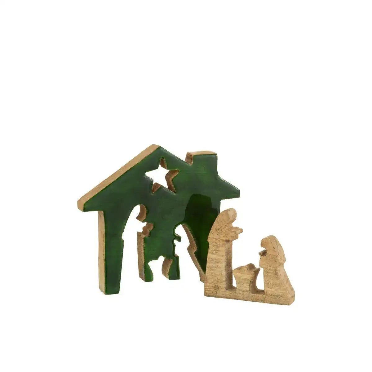 J-Line Weihnachtsdekoration – Holz – Grün/Natur – groß - HomeDesign Knaus