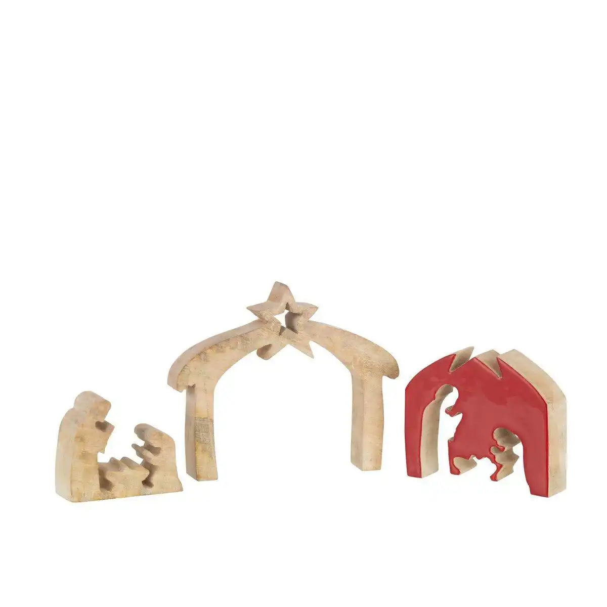 J-Line Weihnachtsdekoration - Holz - Rot - klein - HomeDesign Knaus