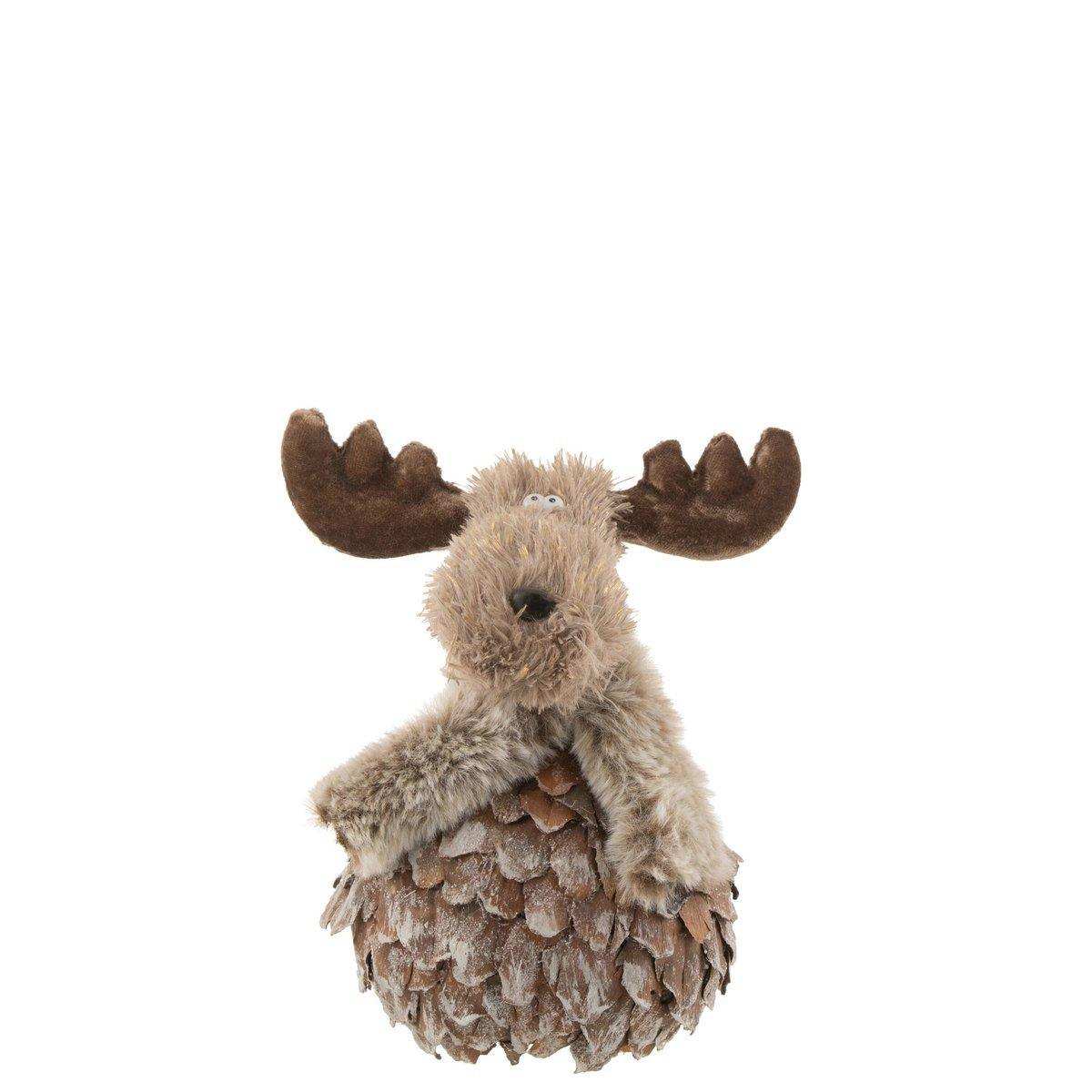 J-Line Weihnachtsfigur Rentierrindenstücke - braun/grau - mittel - HomeDesign Knaus