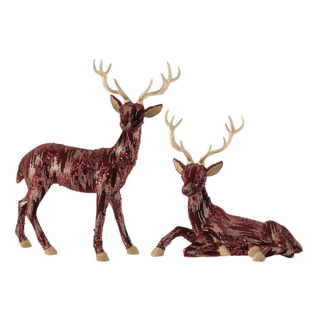 J-Line Weihnachtsfiguren Rentier - Textil - Bordeaux - - HomeDesign Knaus