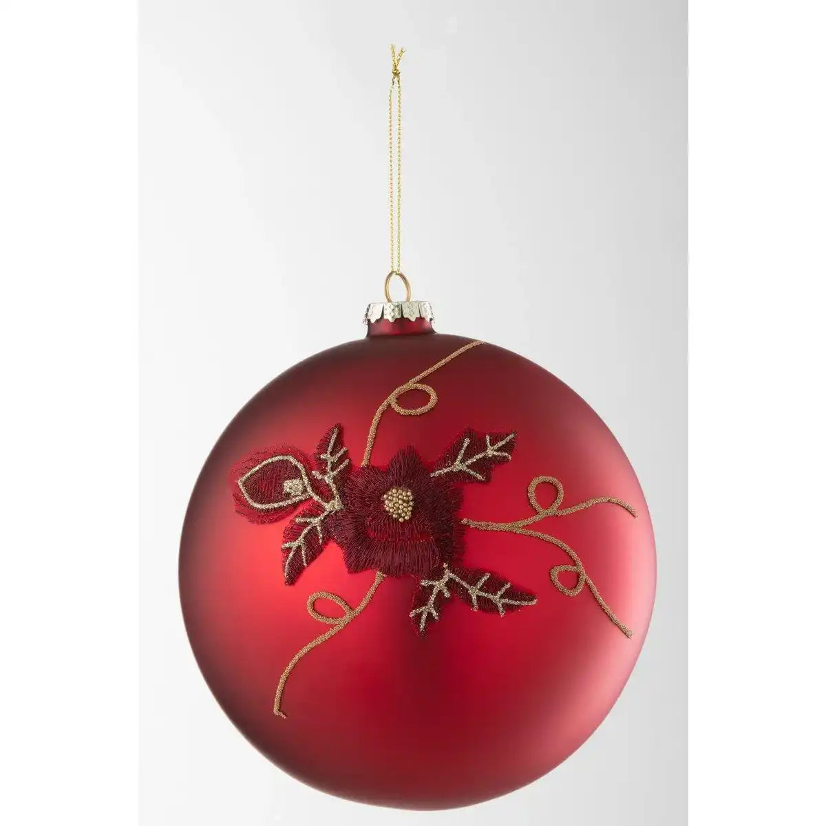 J-Line Weihnachtskugel, Blumenglas, Rot, groß - HomeDesign Knaus