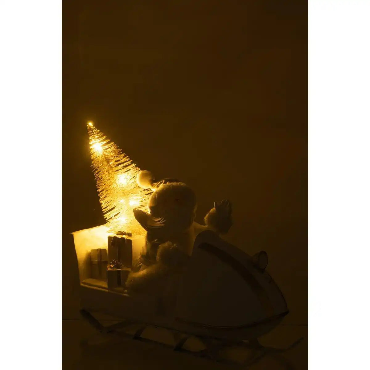 J-Line Weihnachtsmann mit Schlitten, Poly, Weiß/Gold - HomeDesign Knaus