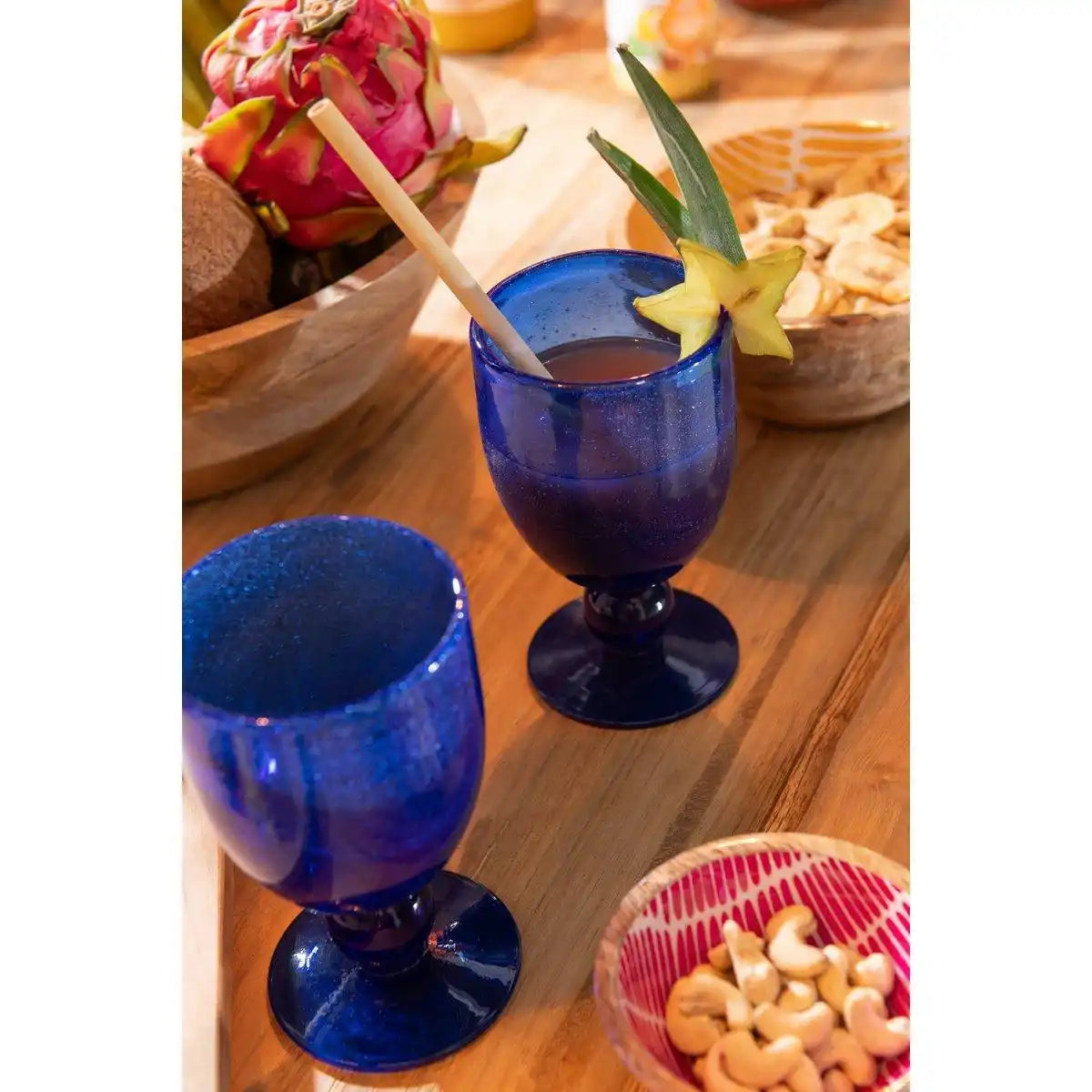 J-Line Weinglas Lisboa - Glas - Blau - - HomeDesign Knaus