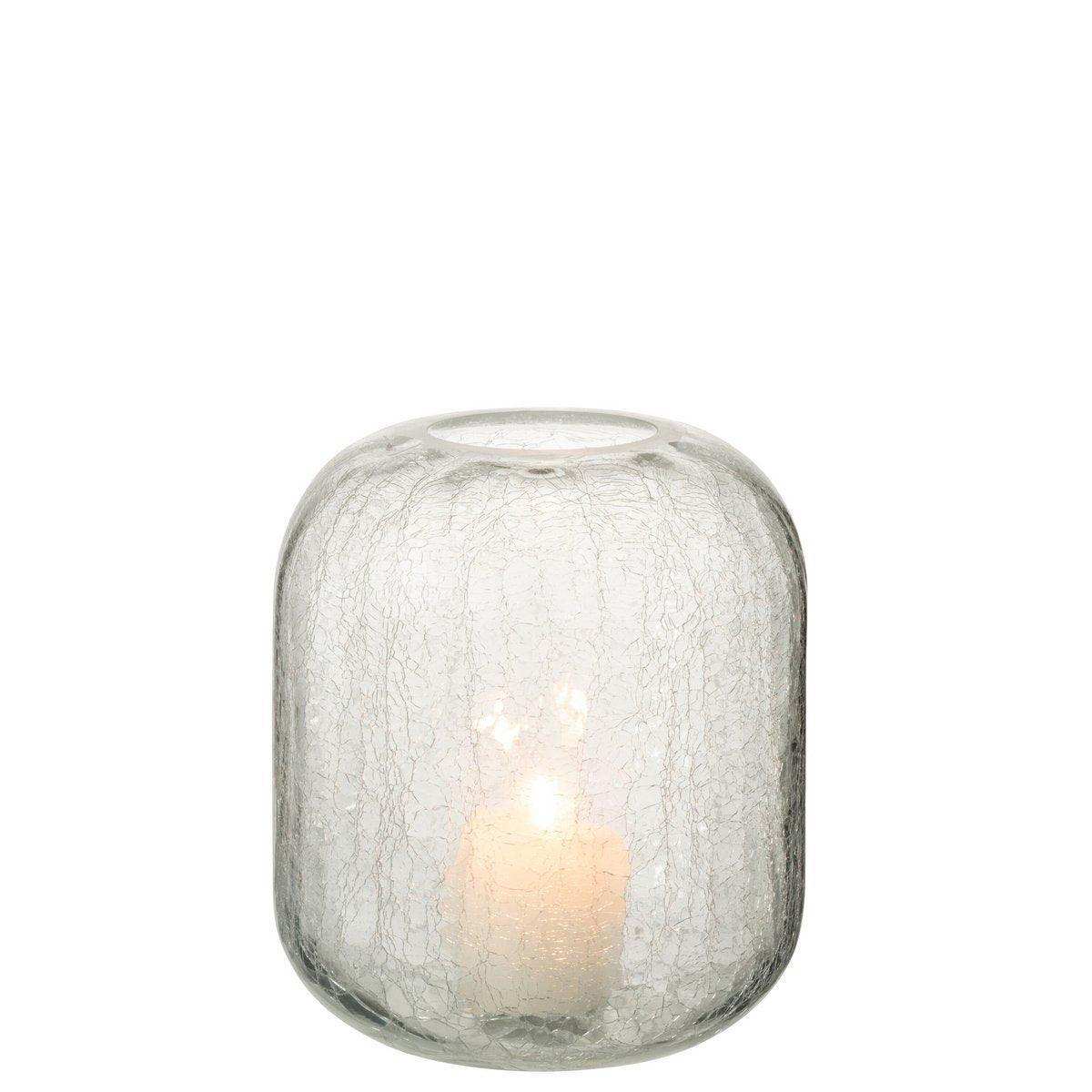 J-Line windlicht Craquele - kaarshouder - glas - transparant - medium - HomeDesign Knaus