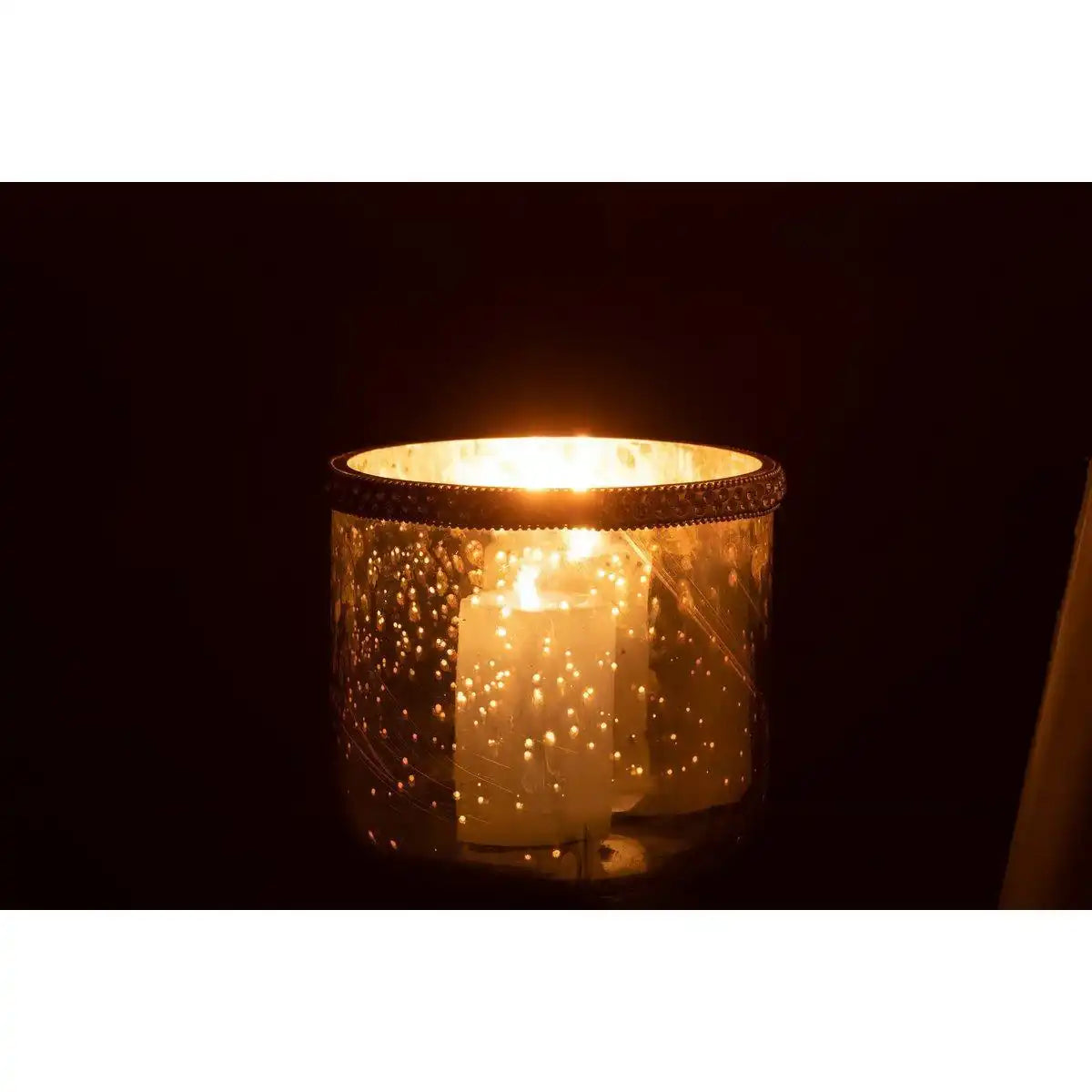 J-Line windlicht Diamant - glas - zilver - medium - HomeDesign Knaus