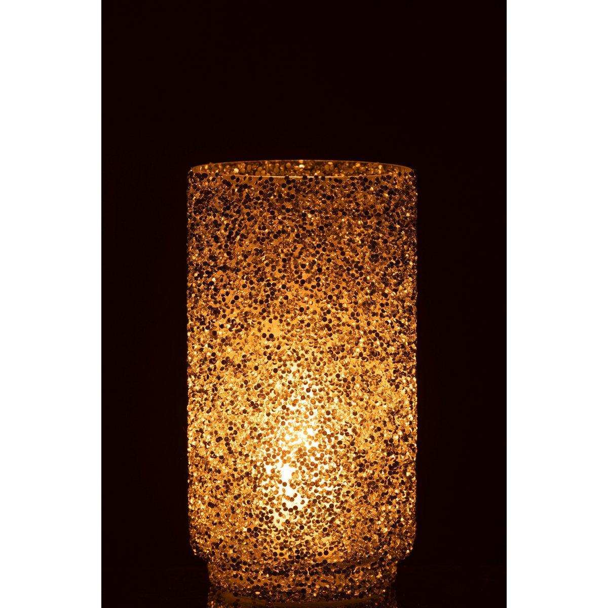 J-Line windlicht Glitter - glas - zilver - large - HomeDesign Knaus