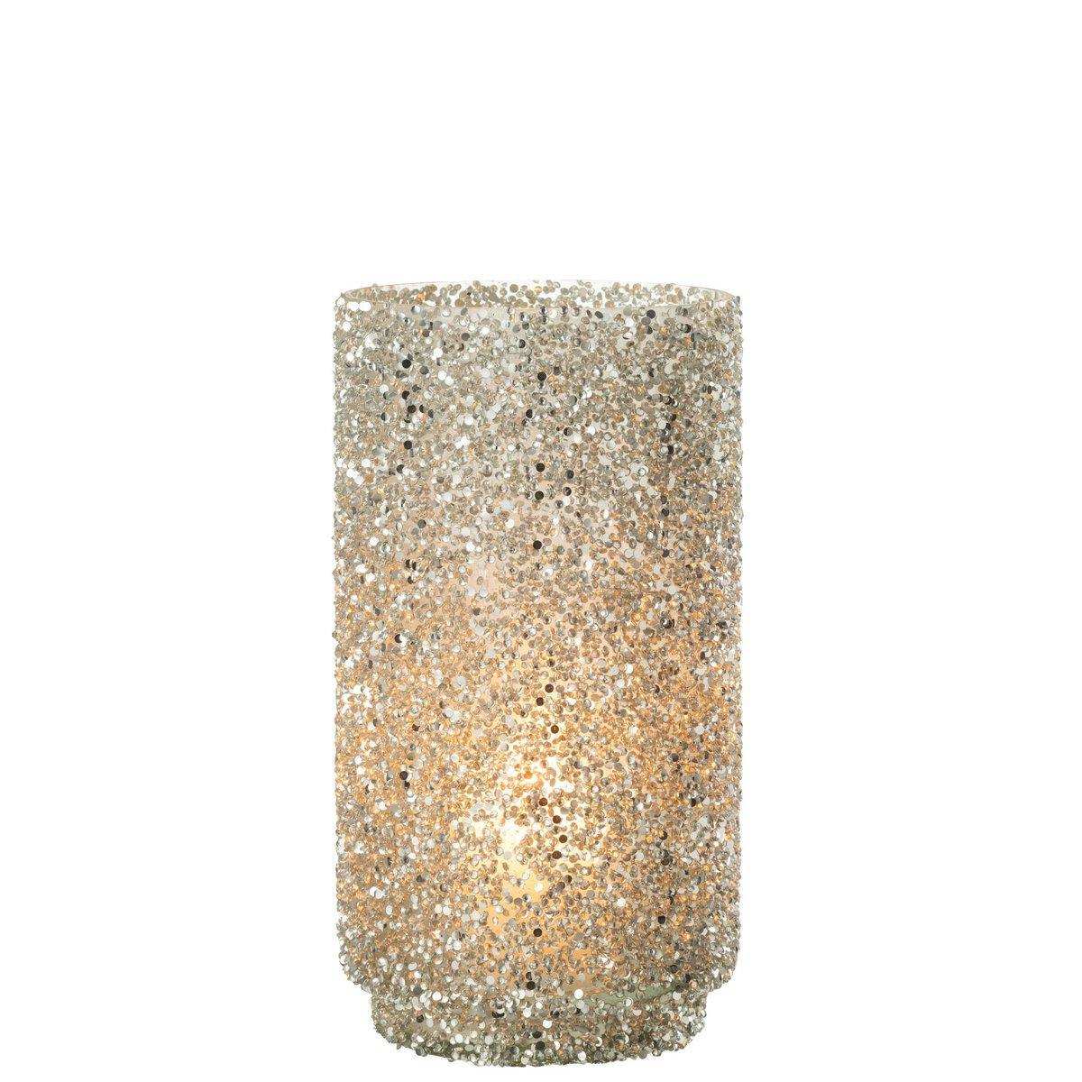 J-Line windlicht Glitter - glas - zilver - large - HomeDesign Knaus