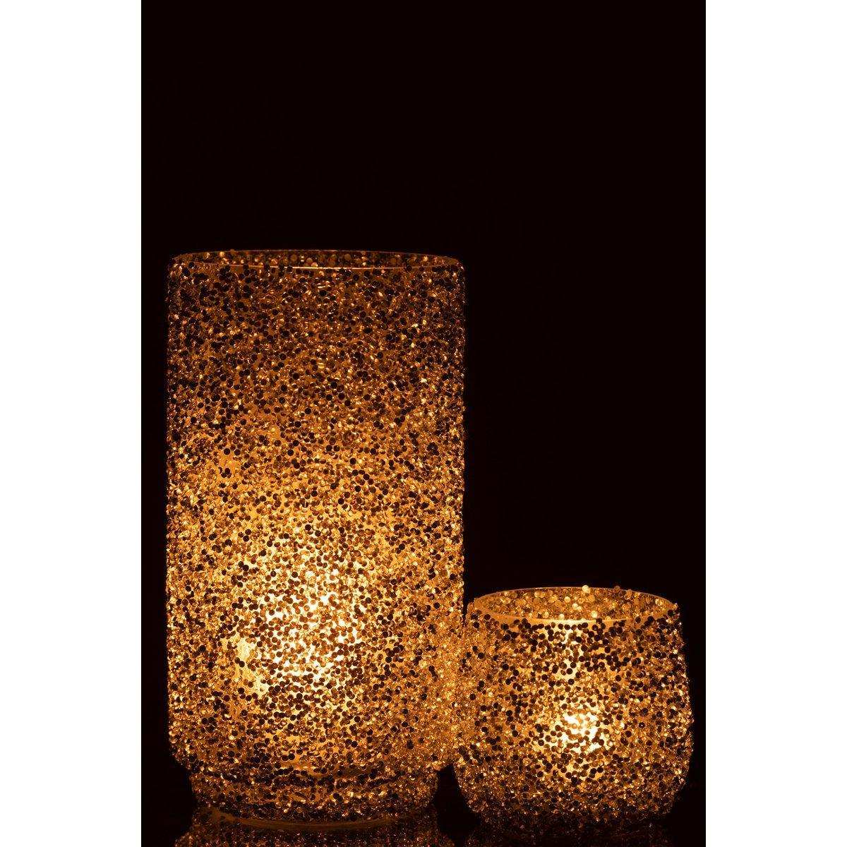 J-Line windlicht Glitter - glas - zilver - large - HomeDesign Knaus