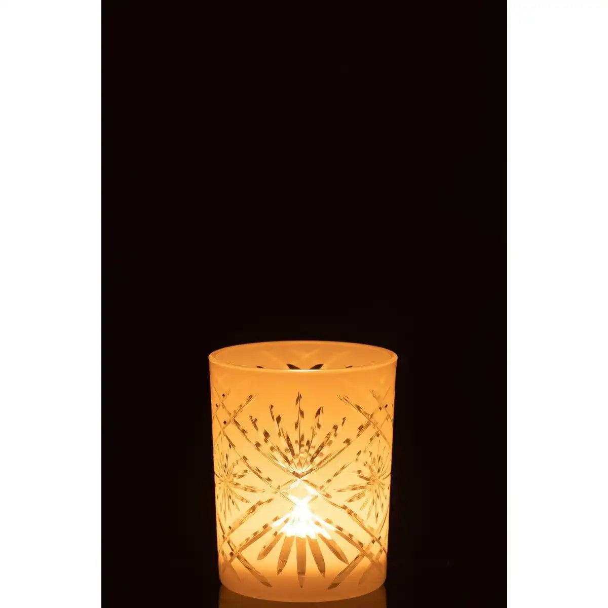 J-Line windlicht Santorini - glas - wit -medium - HomeDesign Knaus