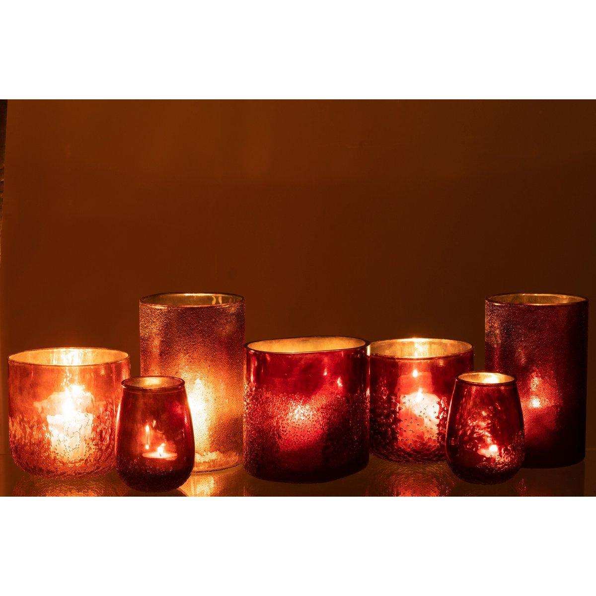 J-Line windlicht Spiegel - glas - koper/rood - extra large - HomeDesign Knaus
