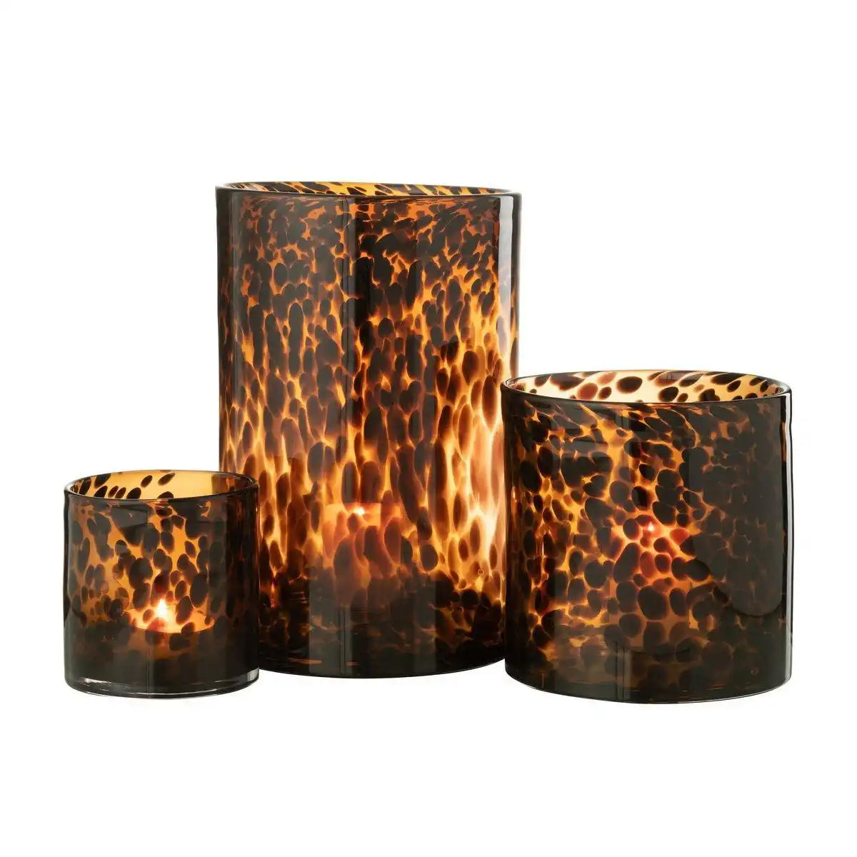 J-Line Windlight Cil Dots Glas Braun/Schwarz Klein - HomeDesign Knaus