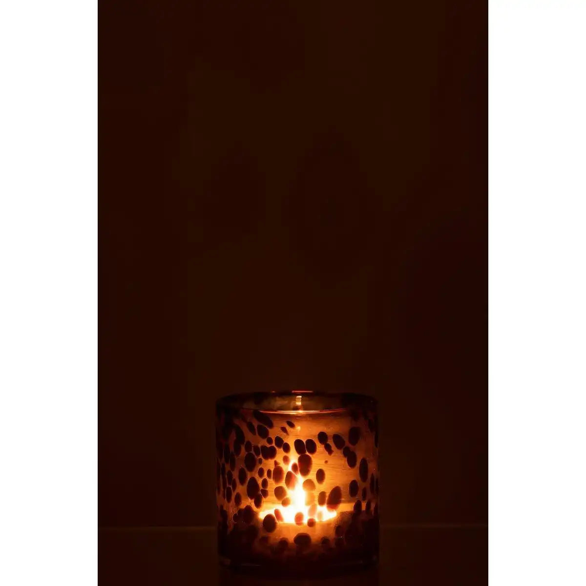 J-Line Windlight Cil Dots Glas Braun/Schwarz Klein - HomeDesign Knaus