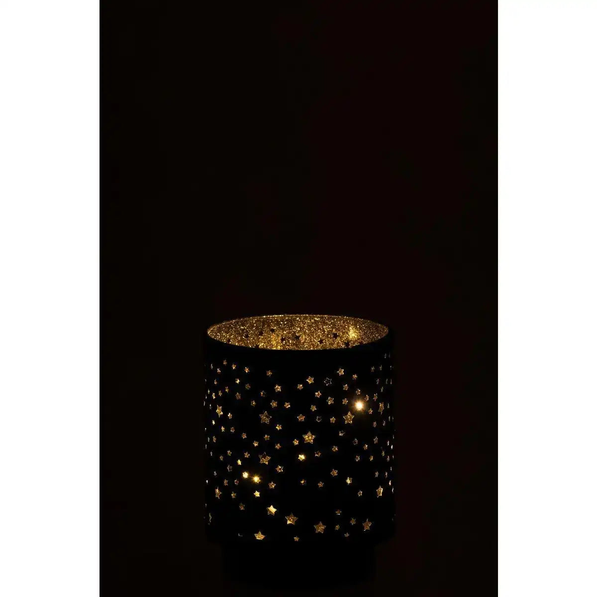 J-Line Windlight+Led Metall Schwarz/Silber Groß - HomeDesign Knaus