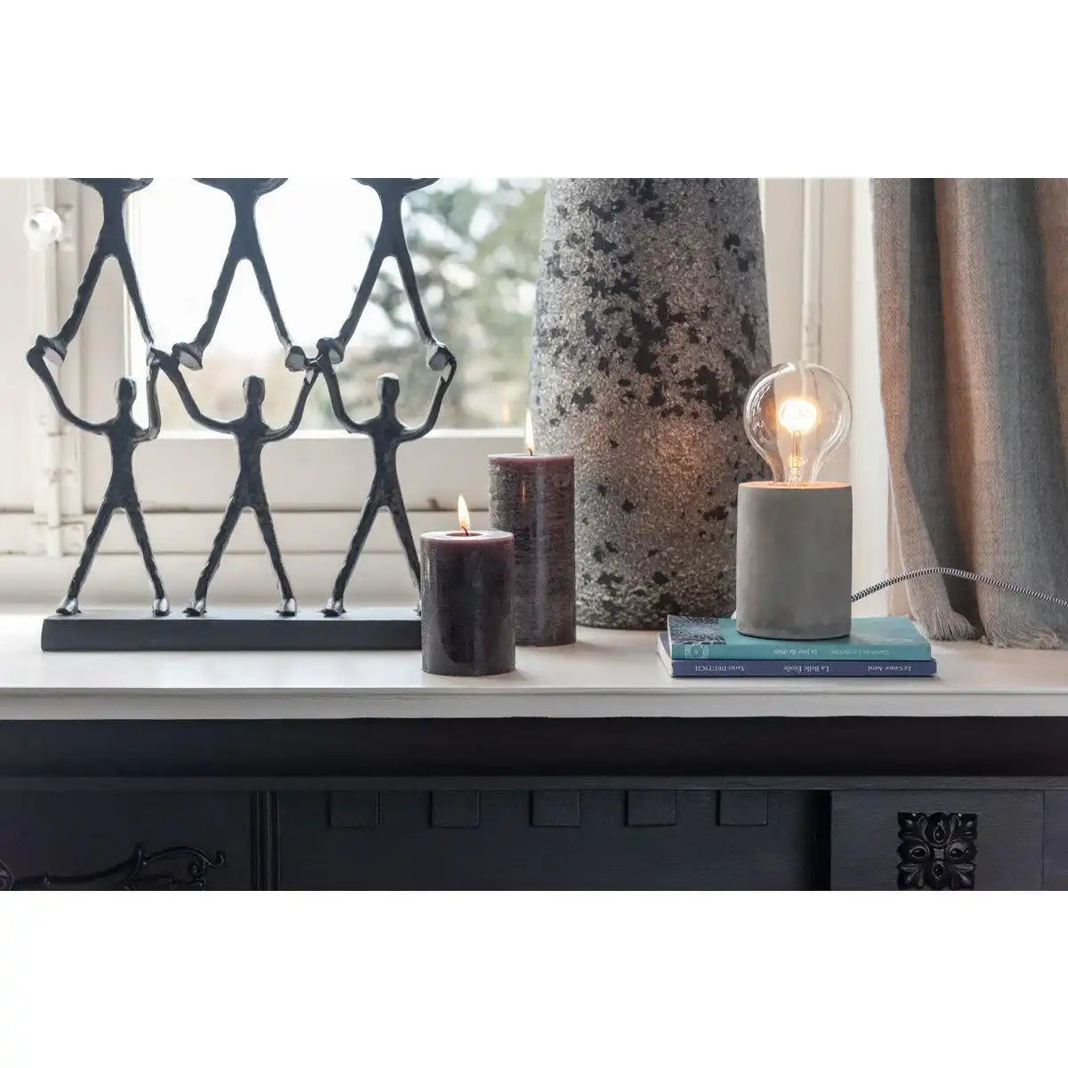 J-Line Zylinderkerze Granit - M - 48U - - HomeDesign Knaus