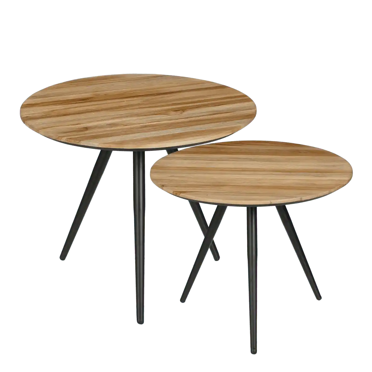 Jailey Beistelltisch – 2er-Set – H49 x Ø50 cm – Recyceltes Holz – Braun - HomeDesign Knaus