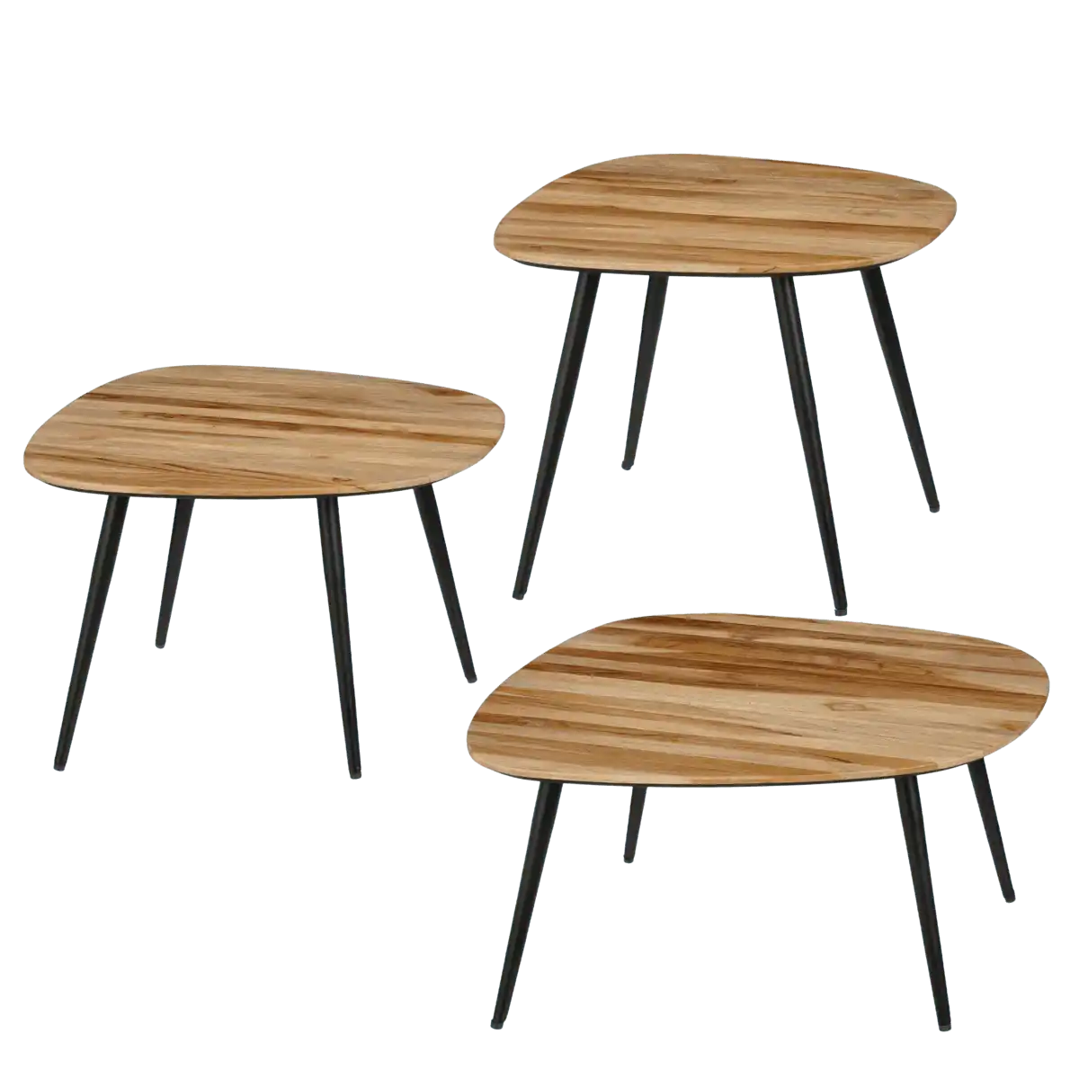 Jailey Beistelltisch – 3er-Set – L62 x B52 x H34 cm – recyceltes Holz – Braun - HomeDesign Knaus