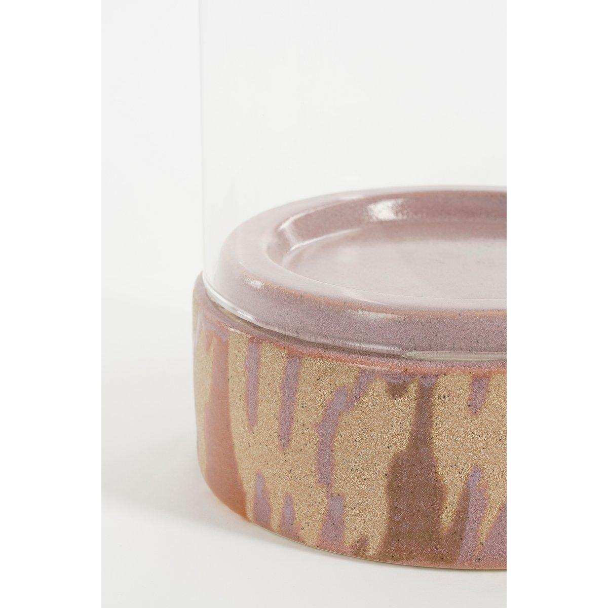 Javi Kerzenhalter – 2er-Set – H35 x Ø19 cm – Keramik, Glas – Rosa, Beige - HomeDesign Knaus