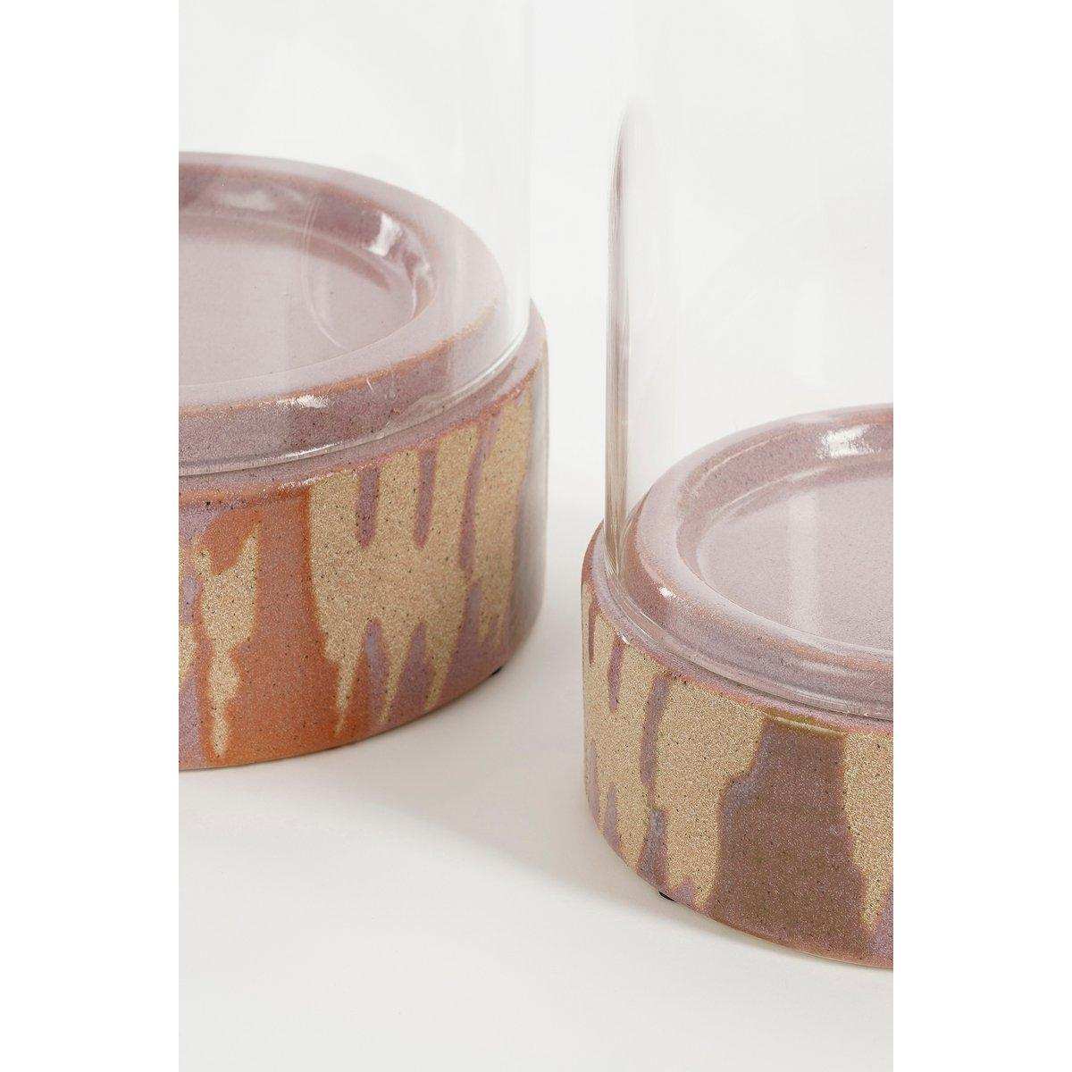Javi Kerzenhalter – 2er-Set – H35 x Ø19 cm – Keramik, Glas – Rosa, Beige - HomeDesign Knaus