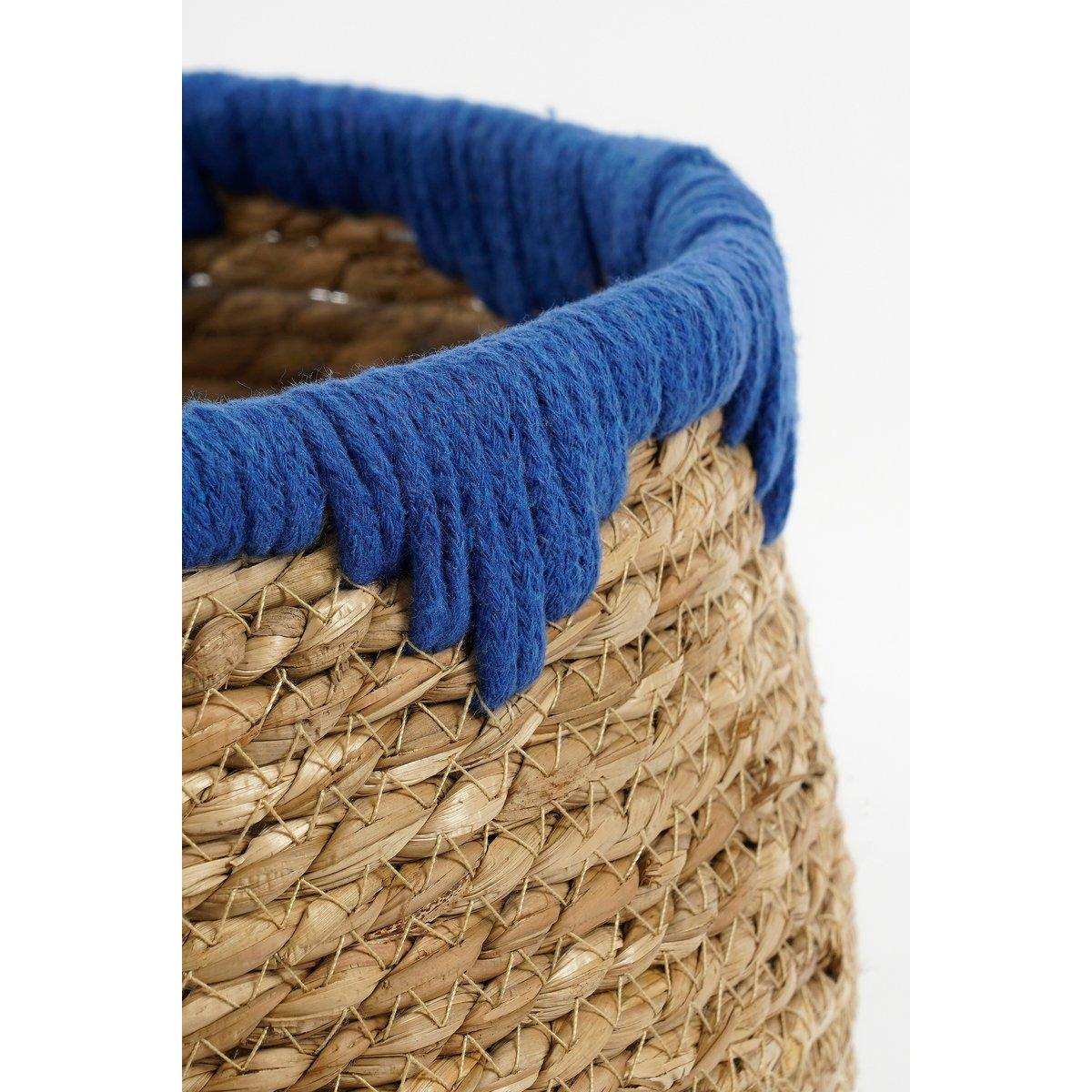 Jorck Pflanzkorb – 3er-Set – H24 x Ø26 cm – Seegras – Blau, Braun - HomeDesign Knaus