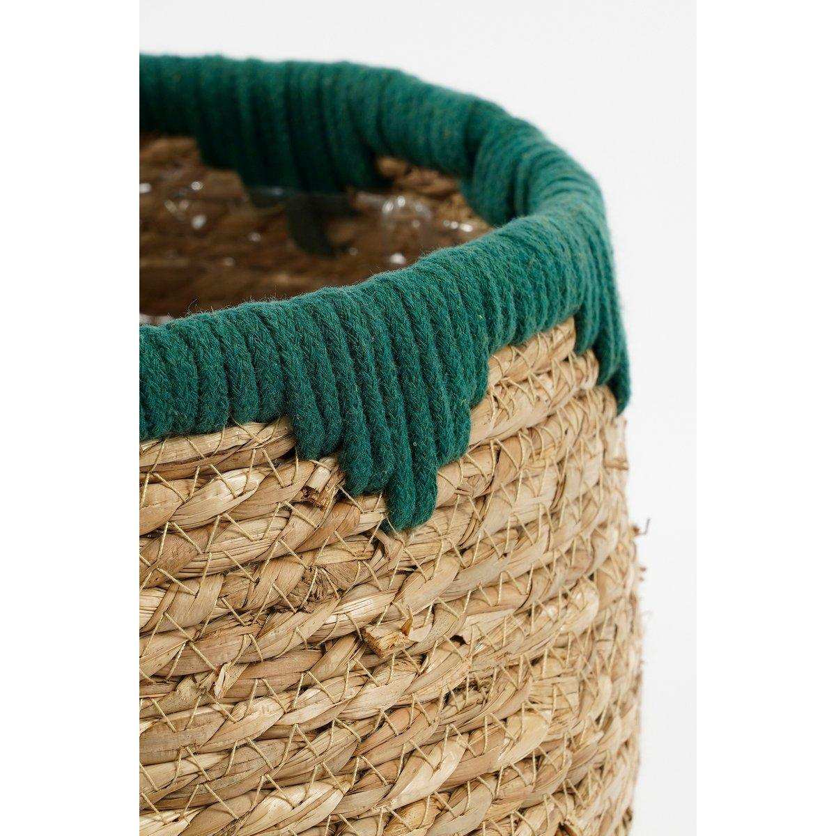 Jorck Pflanzkorb – 3er-Set – H24 x Ø26 cm – Seegras – Grün, Braun - HomeDesign Knaus