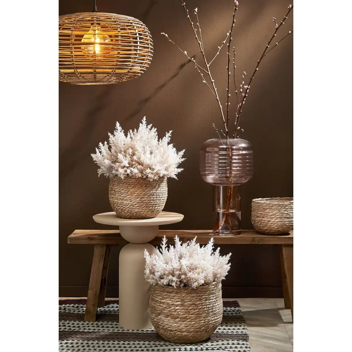 Jorck Pflanzkorb – 3er-Set – H24 x Ø26 cm – Seegras – Hellbraun - HomeDesign Knaus