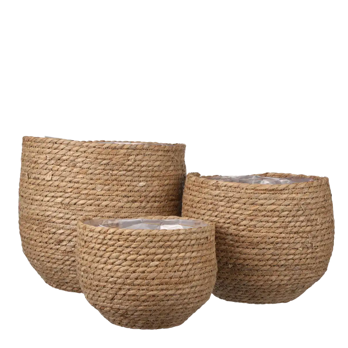 Jorck Pflanzkorb – 3er-Set – H24 x Ø26 cm – Seegras – Hellbraun - HomeDesign Knaus