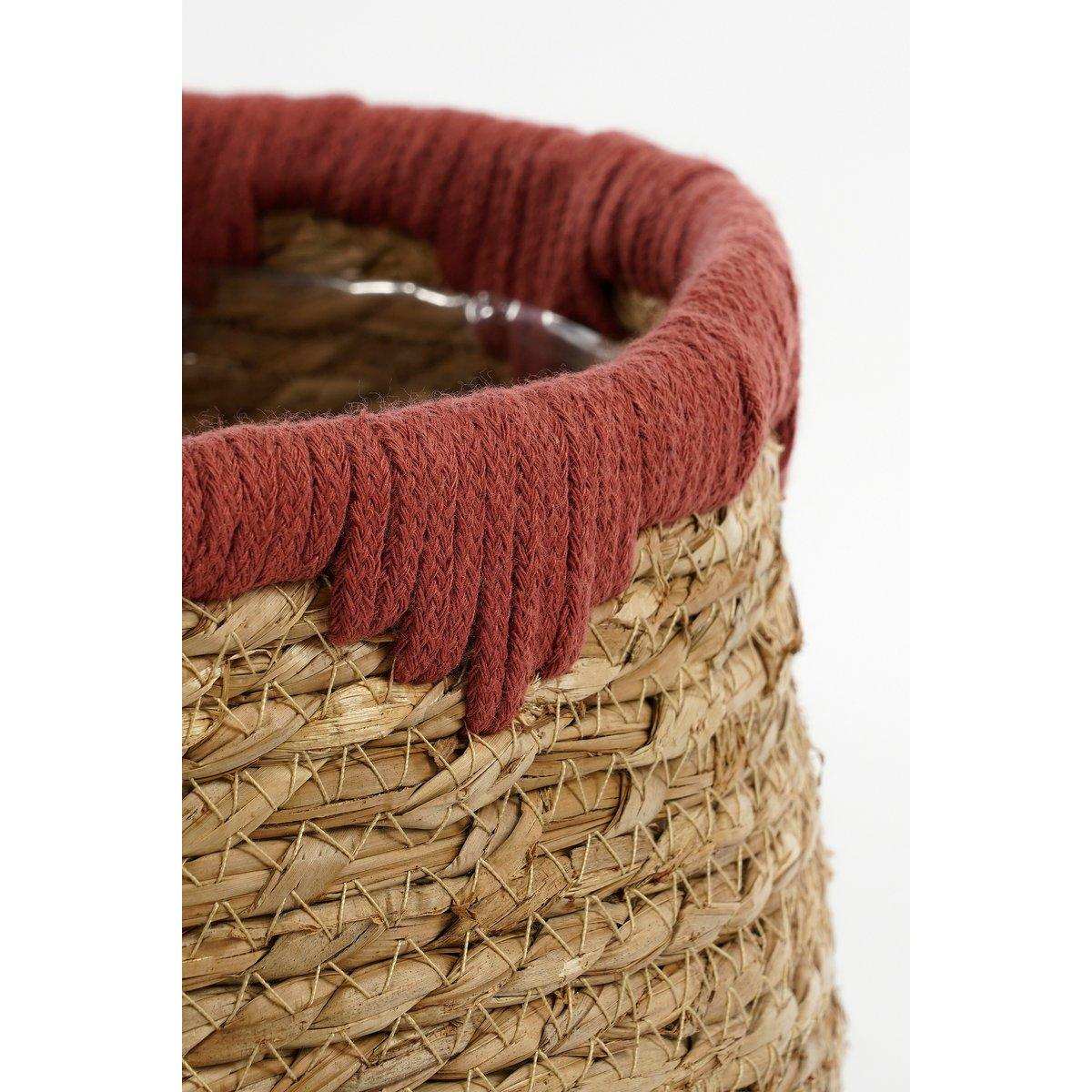 Jorck Pflanzkorb – 3er-Set – H24 x Ø26 cm – Seegras – Rot, Braun - HomeDesign Knaus