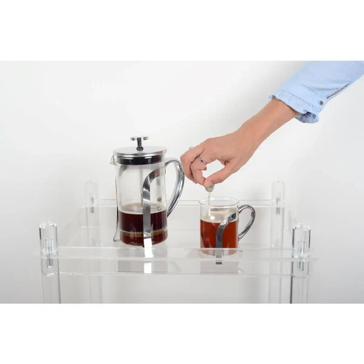 Kaffeetassen aus Glas mit silberner Metalldekoration – 2er-Set - HomeDesign Knaus