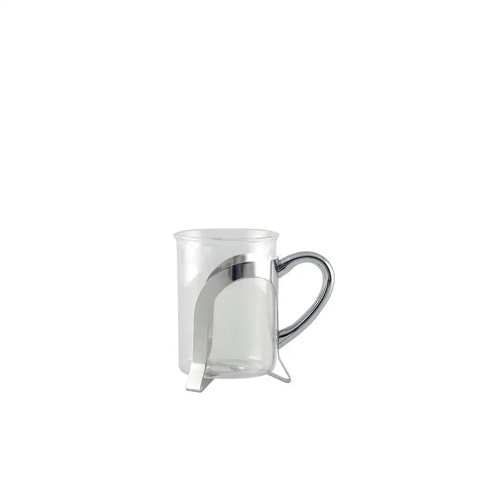 Kaffeetassen aus Glas mit silberner Metalldekoration – 2er-Set - HomeDesign Knaus