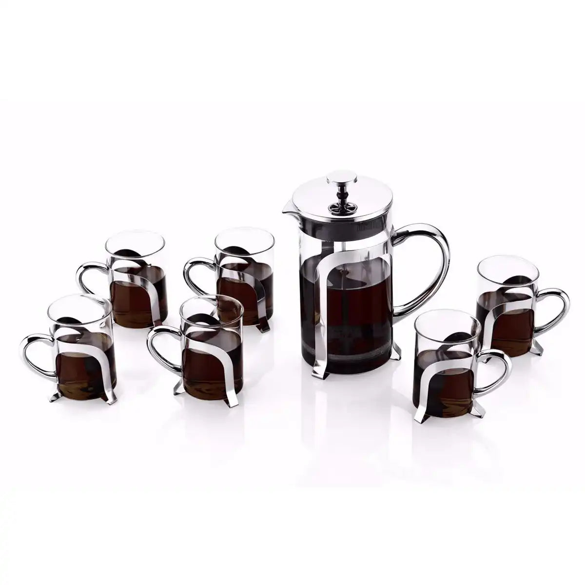 Kaffeetassen aus Glas mit silberner Metalldekoration – 2er-Set - HomeDesign Knaus