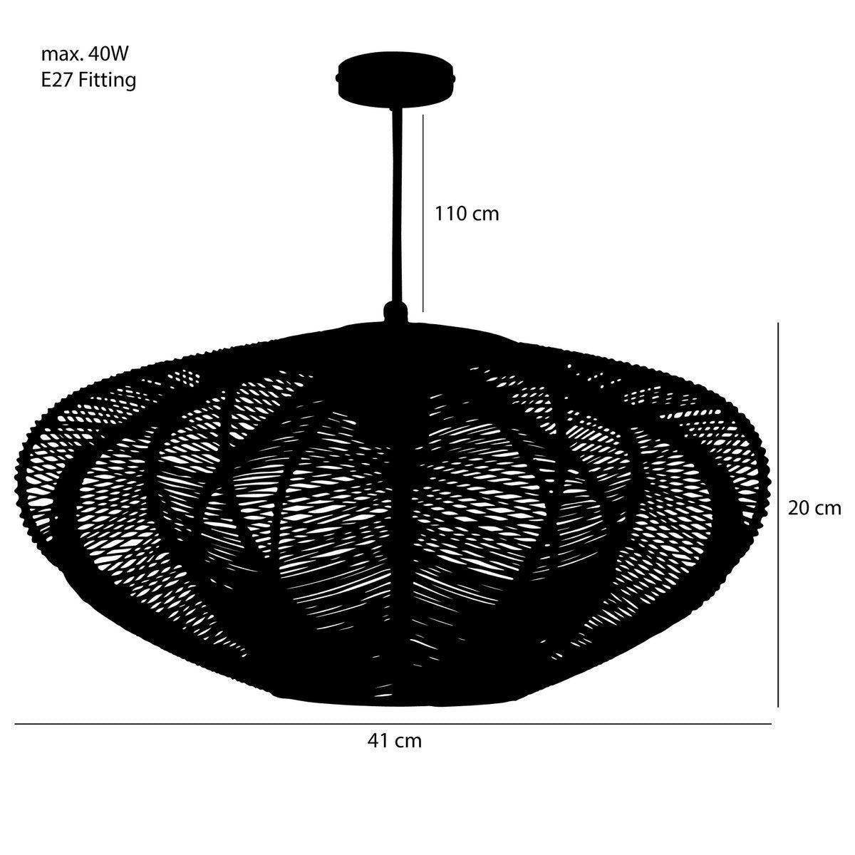 Kanti Hängelampe – H20 x Ø41 cm – Metall – Schwarz - HomeDesign Knaus