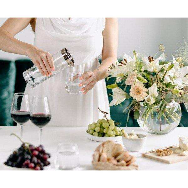 Karaffe Anis mundgeblasenes Kristallglas mit Platinrand 0,7L - HomeDesign Knaus