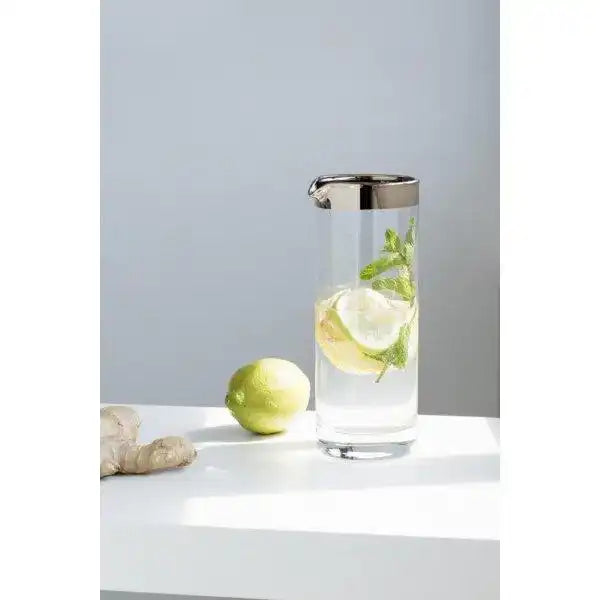 Karaffe Anis mundgeblasenes Kristallglas mit Platinrand 0,7L - HomeDesign Knaus
