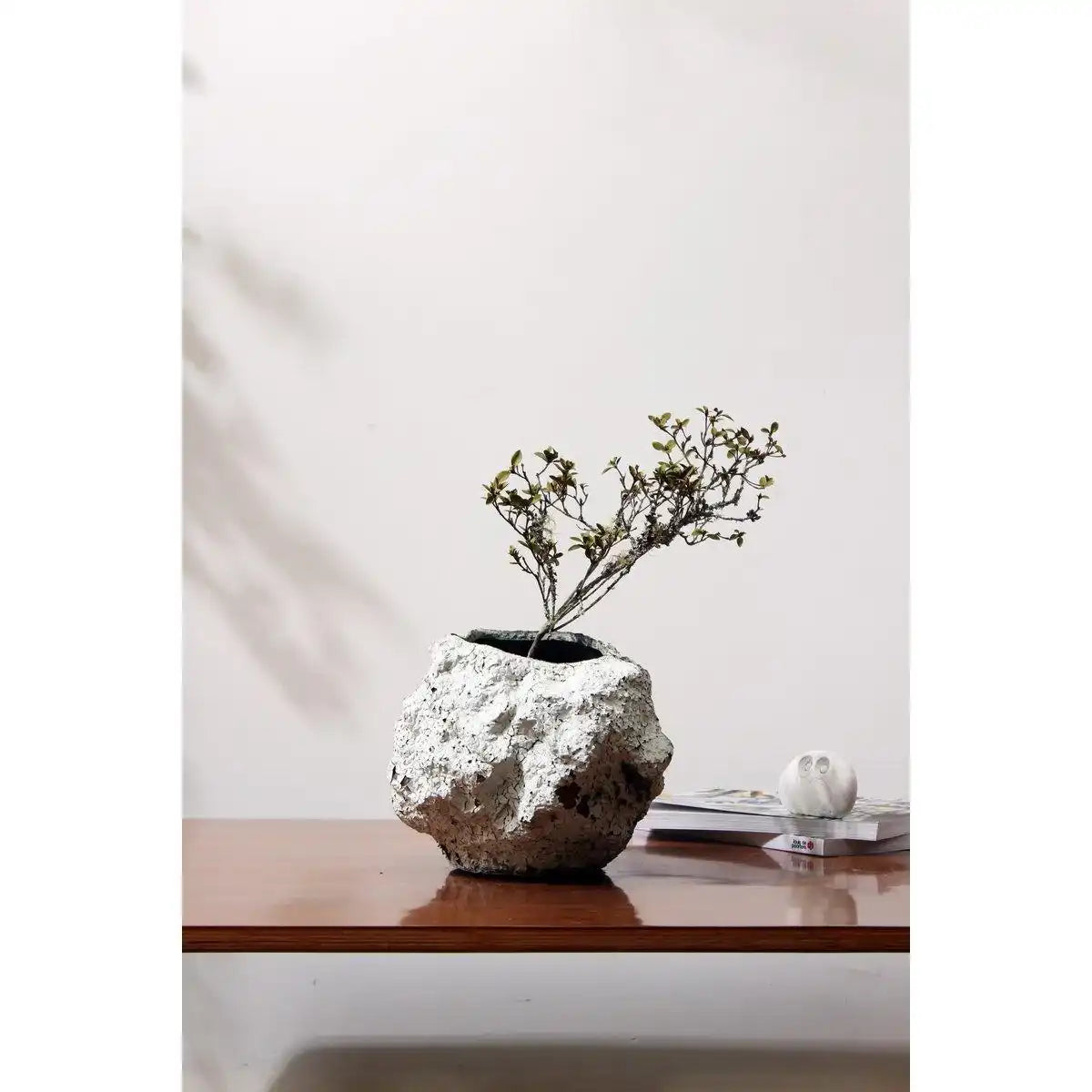 Keramikvase m. Rock-Look, trendiges Naturdesign.CHU20WH - HomeDesign Knaus